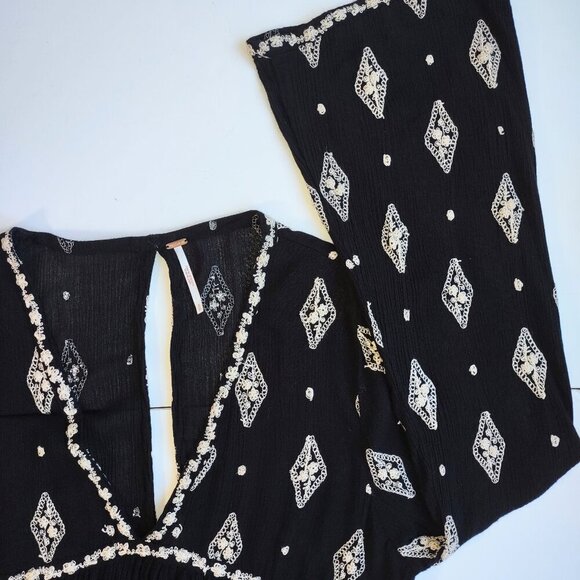 Free People Diamond Embroidered Tunic Top/Babydoll Dress Women's Size Small Boho - Picture 8 of 11